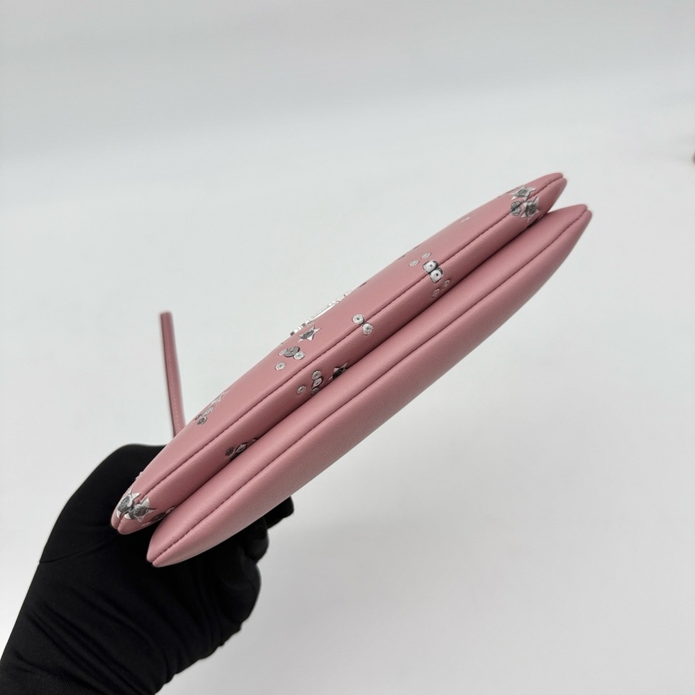 Coach Double Zip Wallet With Star Print Dusty Pink - Picture 7 of 13